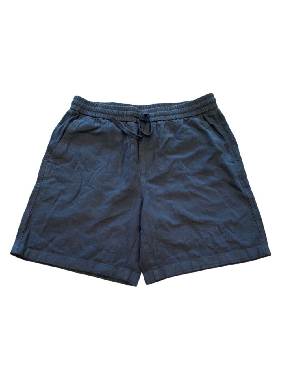 NWT Collars & Co Toscano Linen Cotton Shorts Mens Medium 7" Navy Pull On Summer